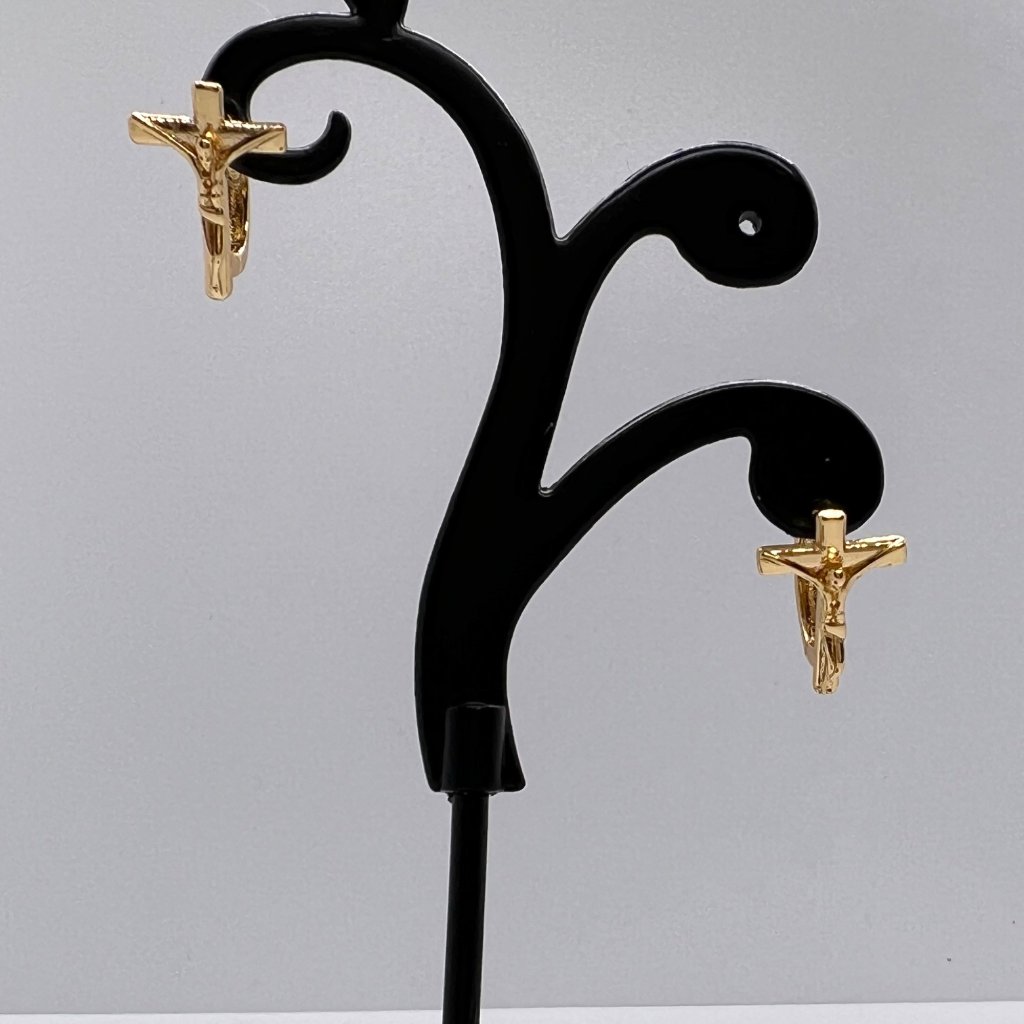 Tiny Hoops, Religious Earrings, Cross Earrings
